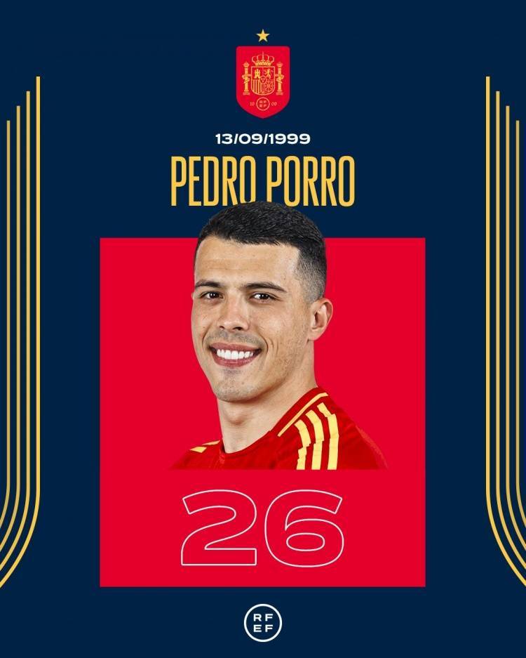 西班牙队祝波罗26岁生日快乐，球员为国家队出战12场贡献2助